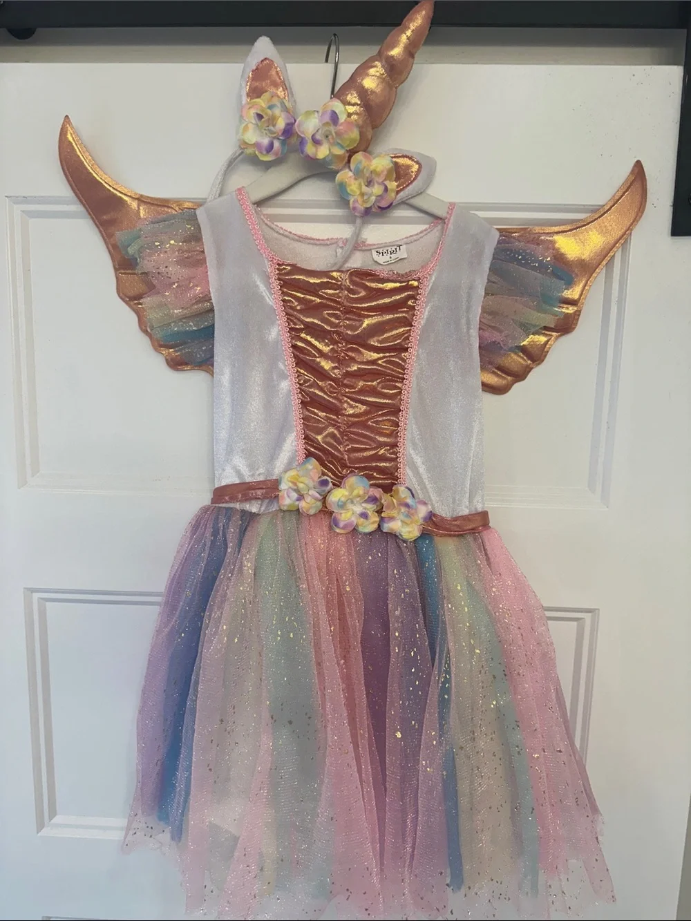 Spirit Pink Unicorn Fairy Costume with Pastel Rainbow Tulle